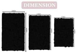 Modesto Collection 100% Cotton Machine Washable Bath Rug, 3-Piece Set, Black