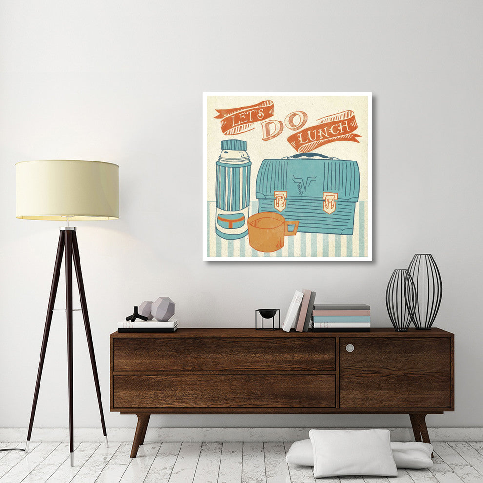 "Lets Do Lunch Orange" Digital Paper Print by Mary Urban, 42"x42"