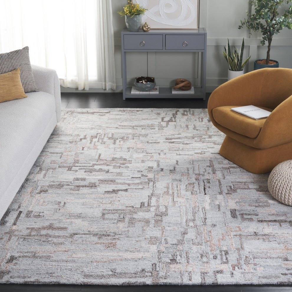 Safavieh Couture Abstract Collection ABT875 Area Rug, Grey/Brown, 8'x10'