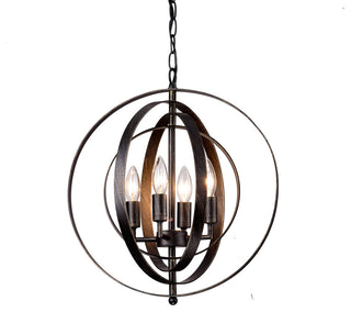 Mary Antique Black Iron 4-light Orb Chandelier