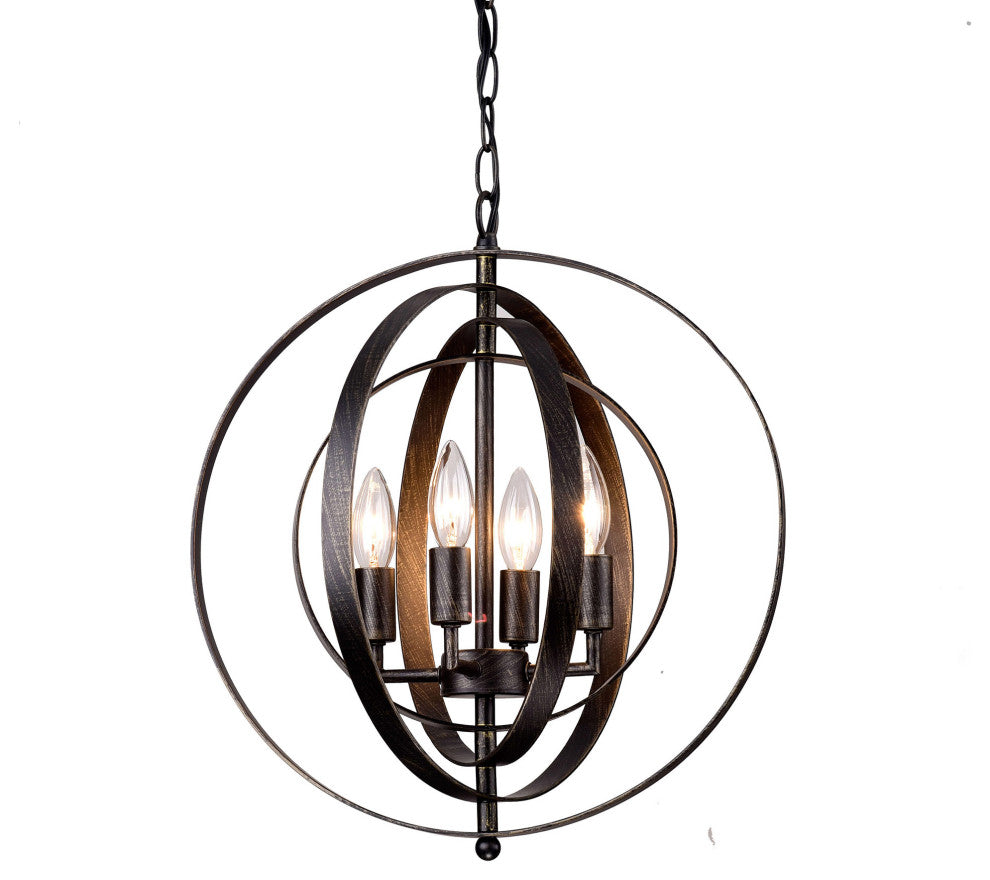 Mary Antique Black Iron 4-light Orb Chandelier