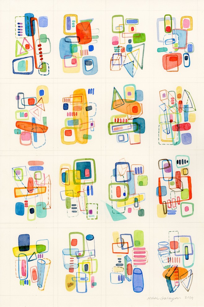 Marmont Hill, "Busy Shapes" by Nikki Galapon Painting on Wrapped Canvas, 30x45
