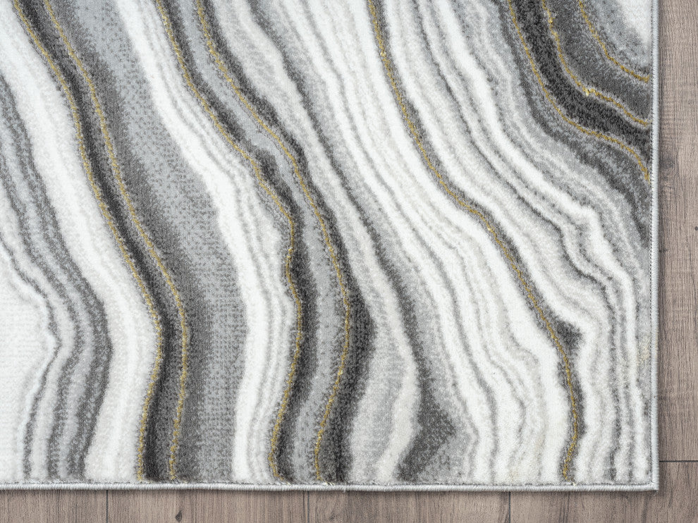 Abani Luna LUN220A Contemporary Grey and Gold Granite Area Rug
