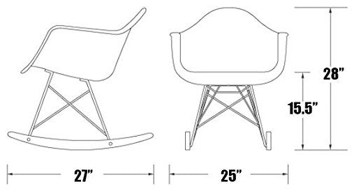 Molded Modern Rocking Armchair Lounge Cradle Arm Chair White