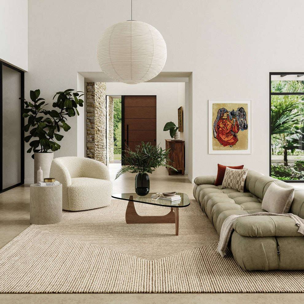 Stoic Wool Area Rug, Beige 2' 6" x 8'