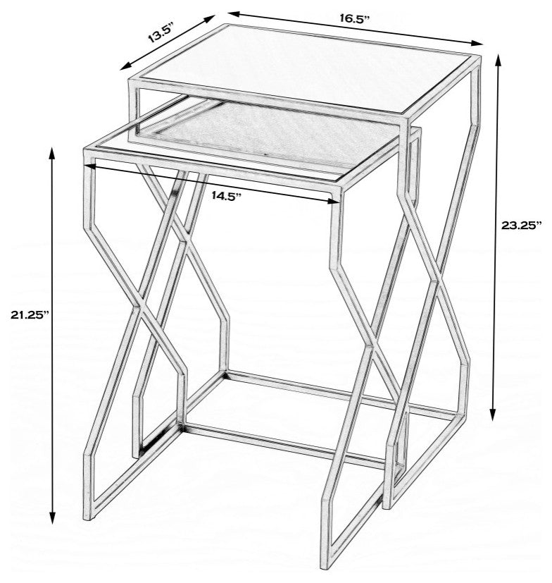 Demi Modern Mirrored Nesting Tables
