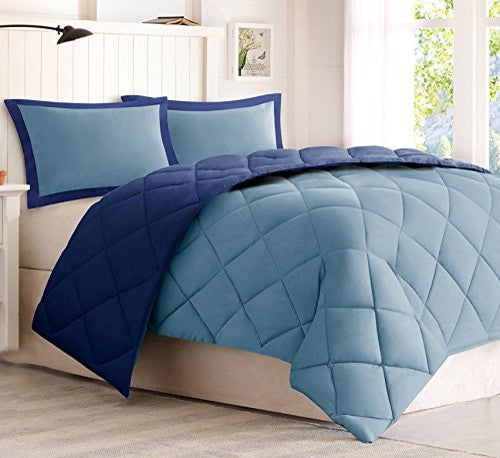 Madison Park Microfiber Solid Comforter Mini Set, Navy, Twin/Twin Xl