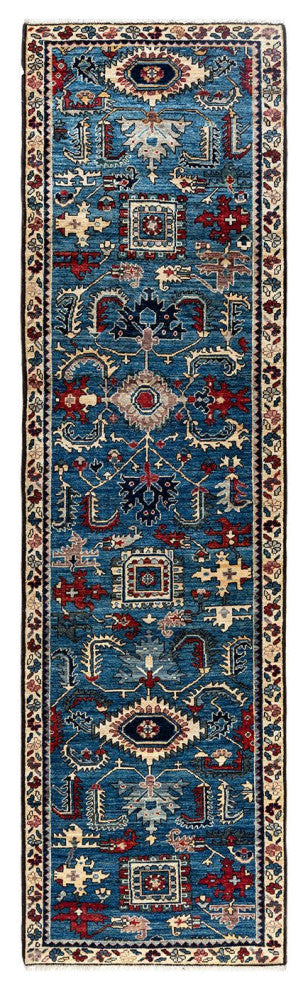 Serapi One-of-a-Kind Hand-Knotted Runner Rug Light Blue, 2' 7" x 9' 6"