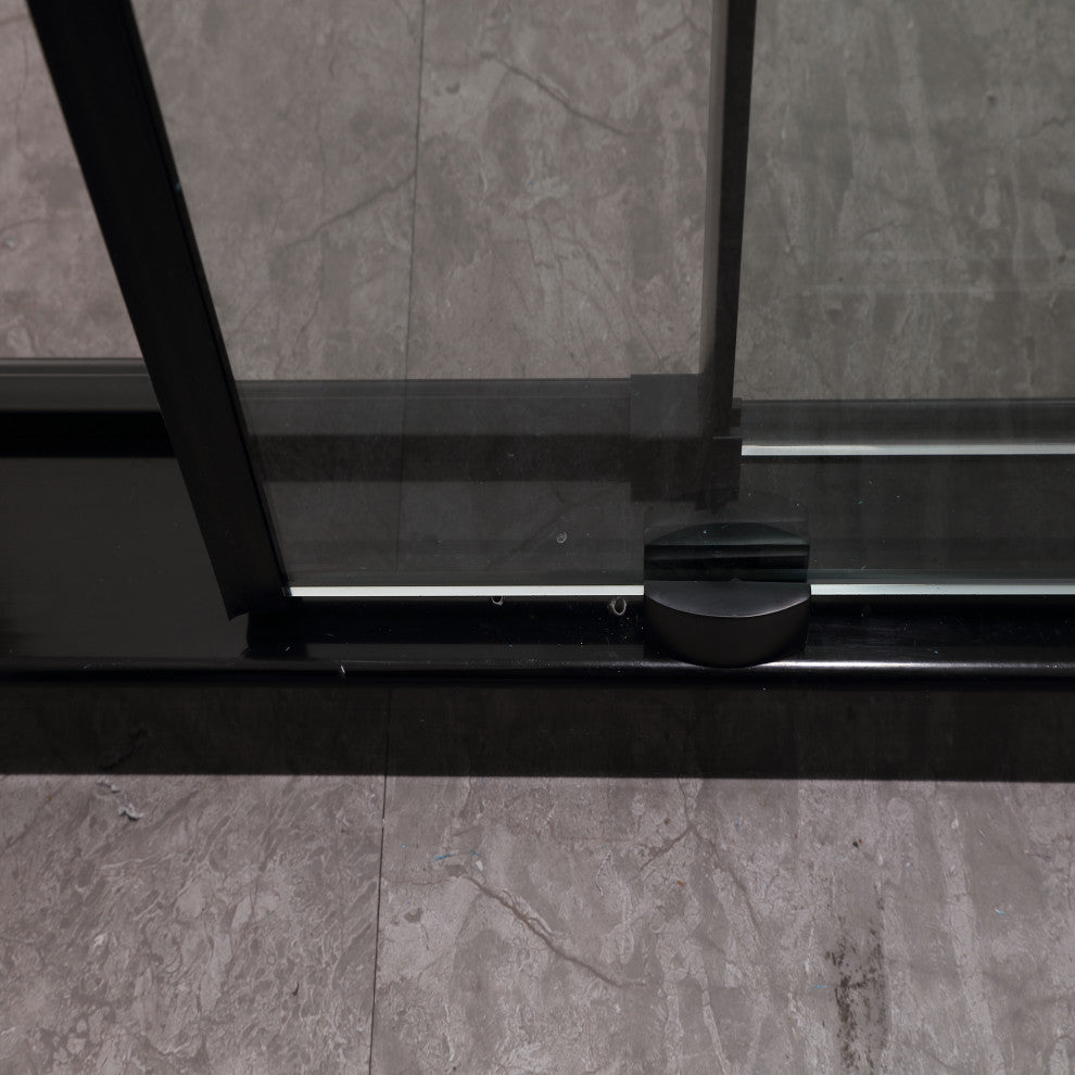60" W x 76" H Frameless Single Sliding Shower Doors, Matt Black