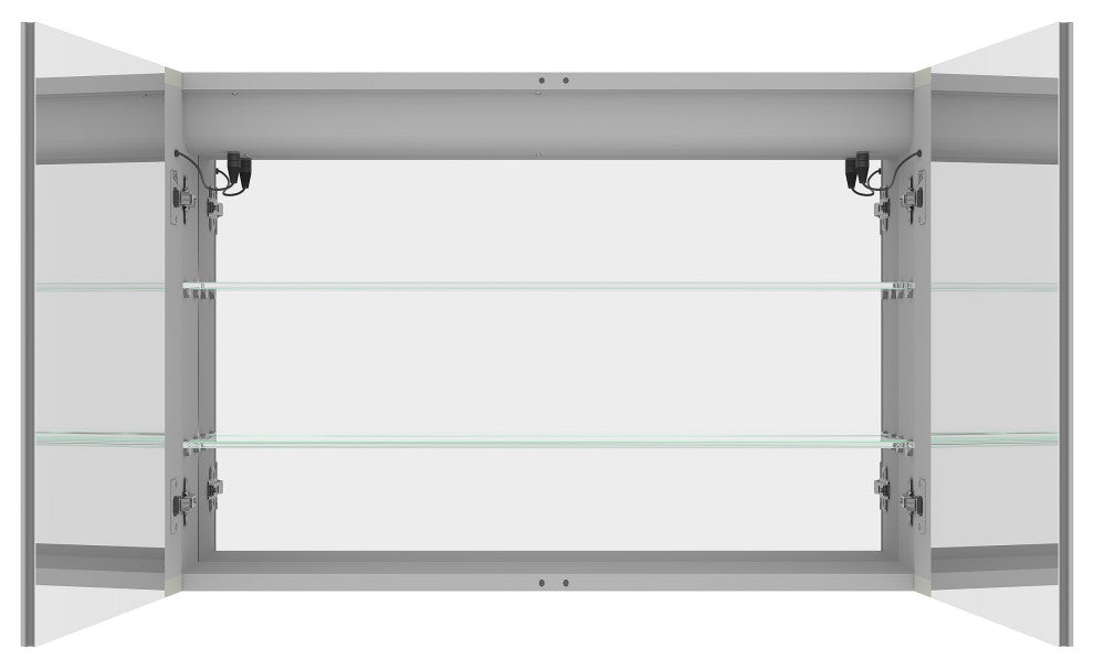 36" Surface Mount Aluminum Medicine Cabinet with Double Door and LED Lights