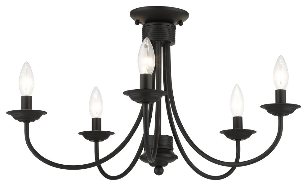 Livex Lighting Estate 5-Light Black Large Semi-Flush