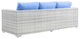 Lounge Sofa, Rattan, Wicker, Gray Blue, Modern, Outdoor Patio Cafe Bistro