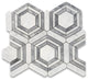 Carrara White Bardiglio Marble Hexagon Georama Geometric Tile Polished, 1 sheet