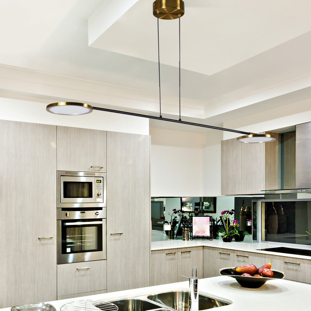 Torino 39" ETL Certified Integrated LED Pendant, Antique Brass