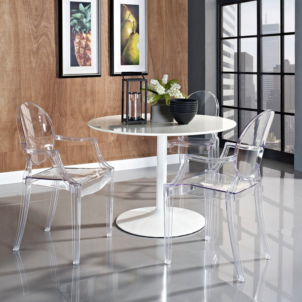 Modern Contemporary Kitchen Dining Armchair Clear, Outdoor or Indoor