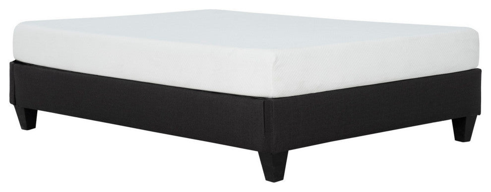 Benzara BM286468 Cleo King Size Bed Frame, Solid Wood, Soft Dark Gray Linen