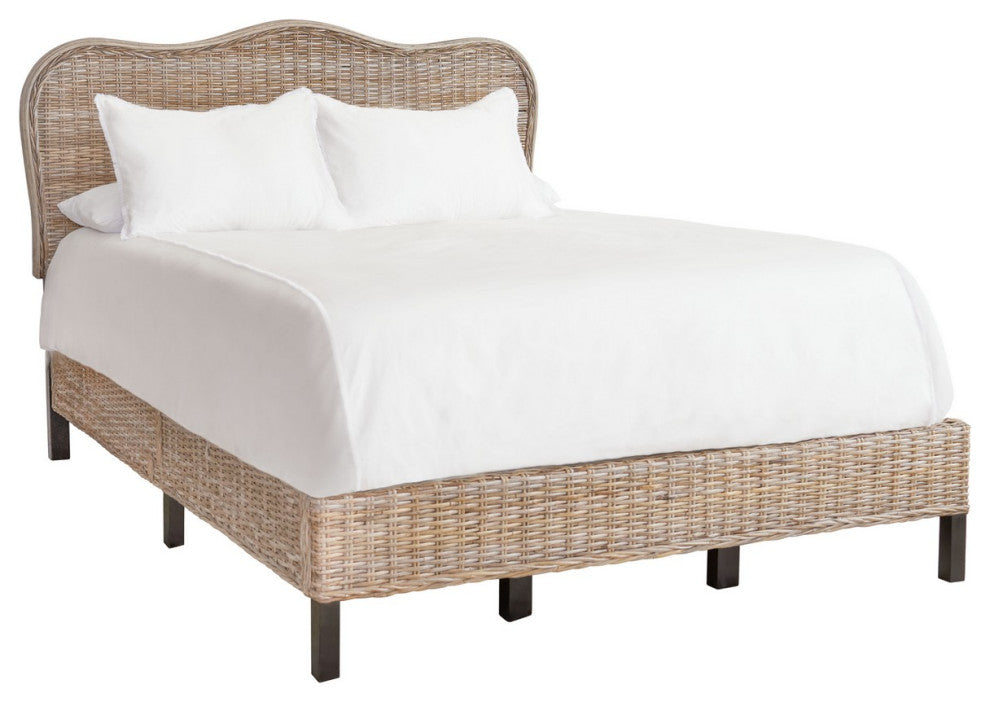 Safavieh Daejon Rattan Bed Grey/Espresso Queen