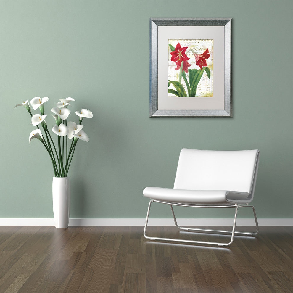 Color Bakery 'Peppermint Amaryllis' Art, Silver Frame, White Matte, 11"x14"