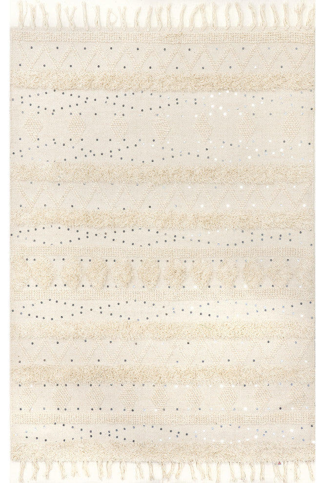 Chandy Textured Wool Area Rug, Cream 9' 6"x13' 6"