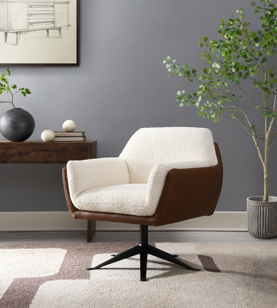 Sterling Two-Toned Swivel Accent Chair With Auto-Return Base, Brown