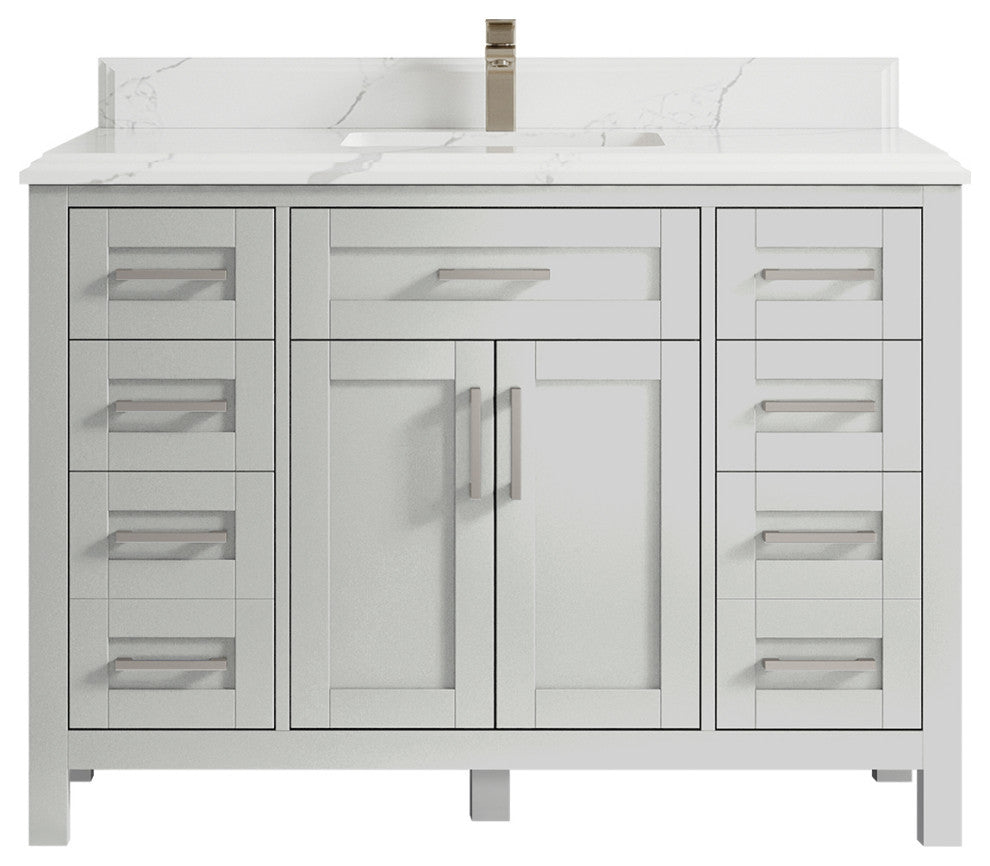 Cambridge 48 Single Sink Bath Vanity in Coventry Gray 1.5" Calacatta Laza