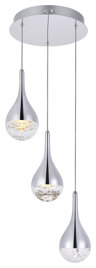 Amherst Collection LED 3-Light Chandelier in Chrome with Clear Glass