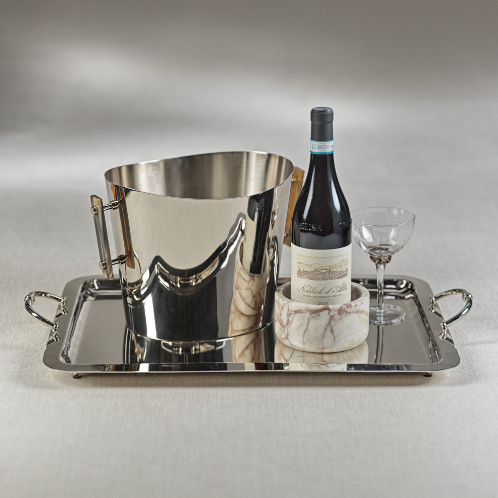 Manetta Polished Nickel Steel and Brass Tray, X-Large