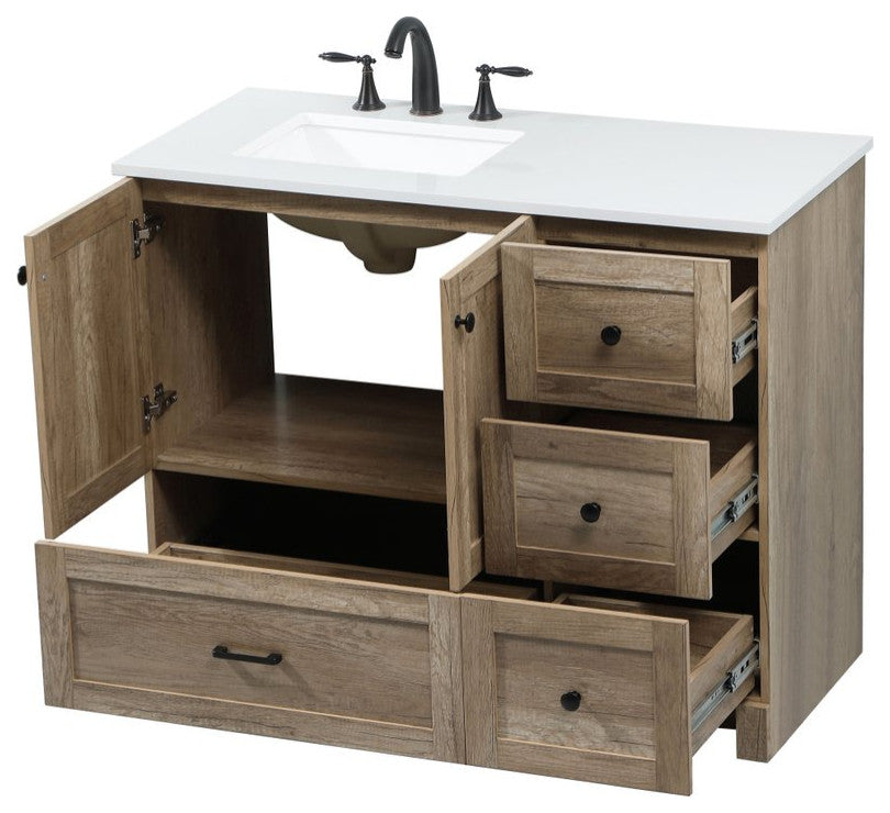 Home Living 19" Farmhouse Natural Oak-Light Bathroom Vanity