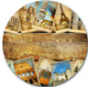 Vintage Collage Cards, Contemporary Round Wall Art, 36"