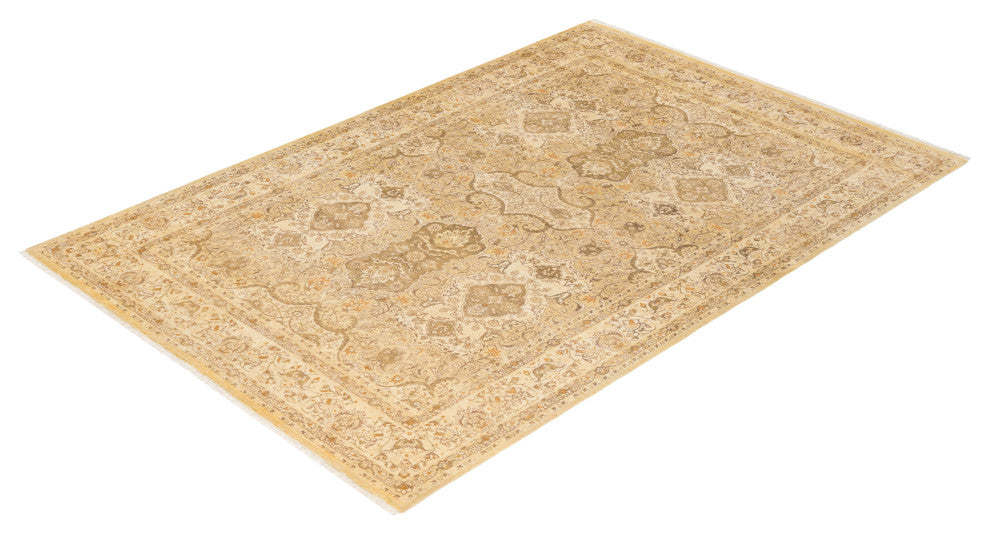 Ruby, One-of-a-Kind Hand-Knotted Area Rug, Green, 6'1"x9'0"