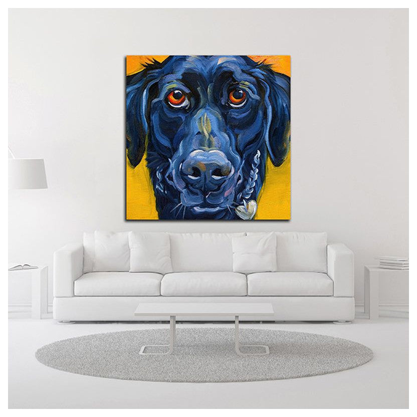 "Black Dog" by CR Townsend, Print on Canvas, 18"x18"