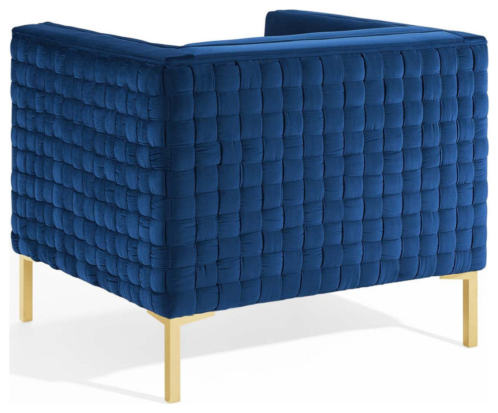 Armchair Accent Chair, Velvet, Blue Navy, Modern, Living Lounge Hospitality