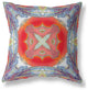 20" Blue Orange Geo Tribal Indoor Outdoor Throw Pillow