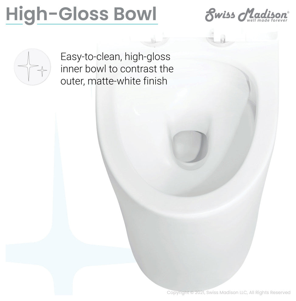 St. Tropez Elongated Toilet, Dual Vortex Flush, Matte White