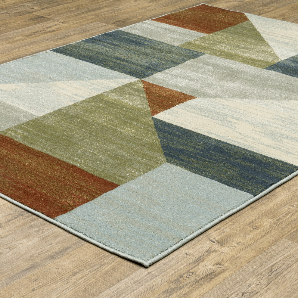 Bastian Contemporary Geometric Grey/ Multi Indoor Area Rug, Grey, 7'10"x10'