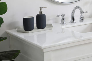 48" Single Bathroom Vanity, Antique White With Ivory White Engineered Marble