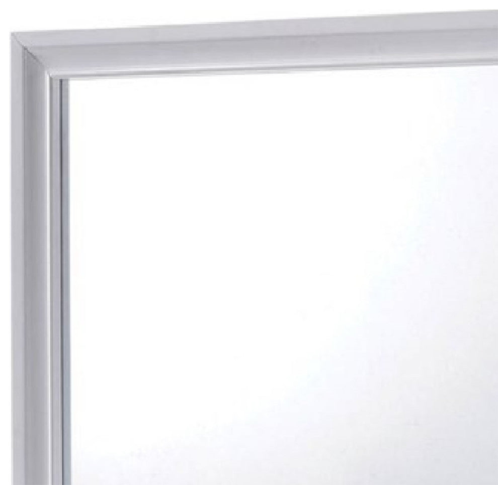 Wall Mirror with Molded Wooden Frame, White
