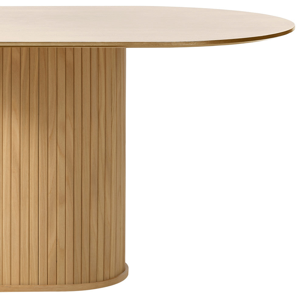 Mid-Century Modern Pedestal Dining Table, Natural Oak, 71" Oval
