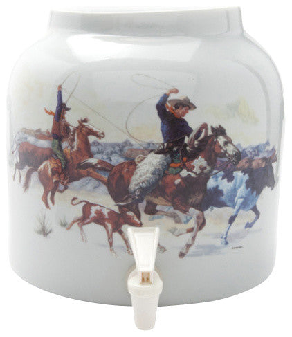 Goldwell Designs Gallant Cowboys Design Water Dispenser Crock
