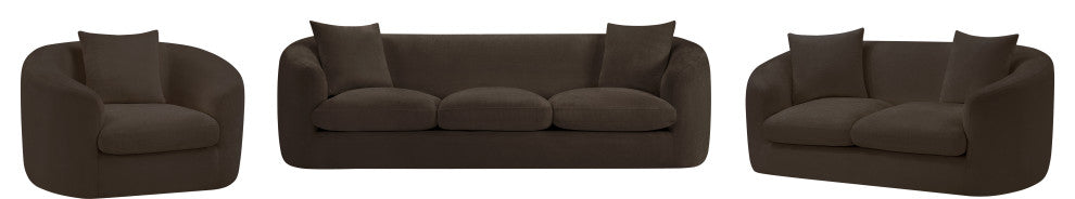 Penelope Upholstered Loveseat, Brown, Chenille Fabric