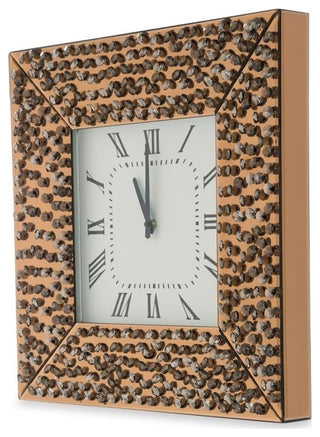 Michael Amini Montreal Mirrored Square Wall Clock - Bronze