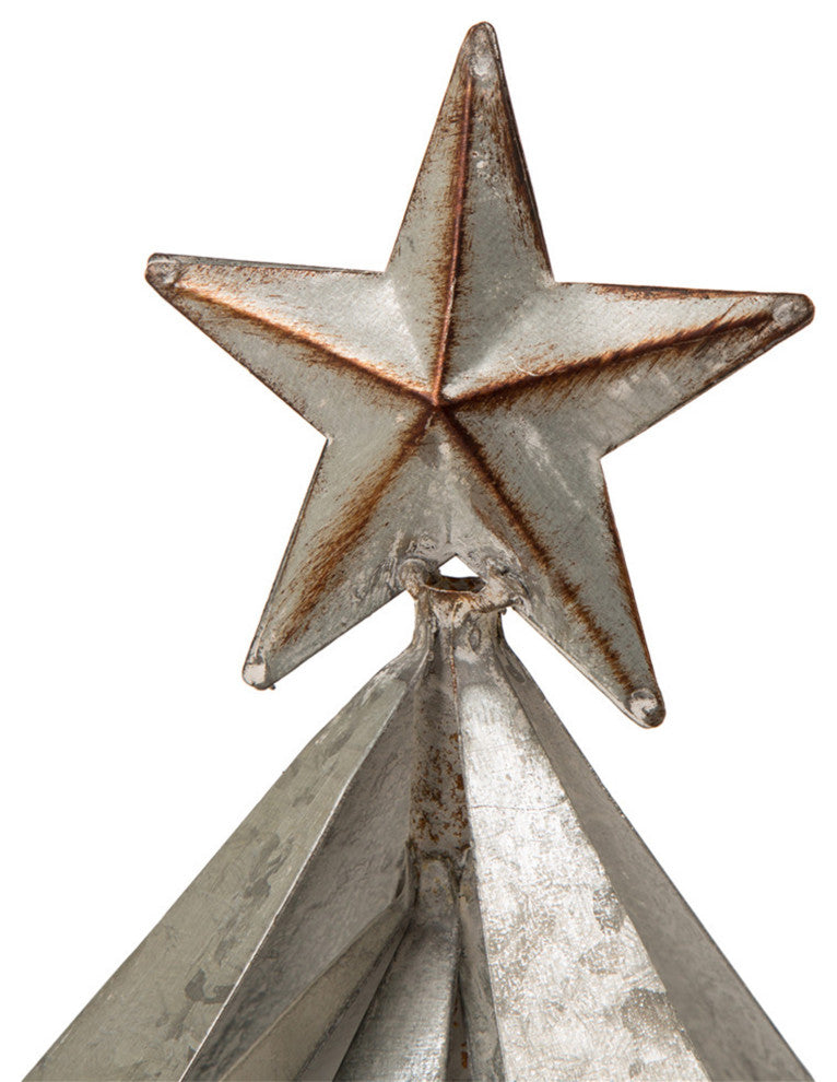 2-Piece Galvanized Metal Christmas Table Tree Decor