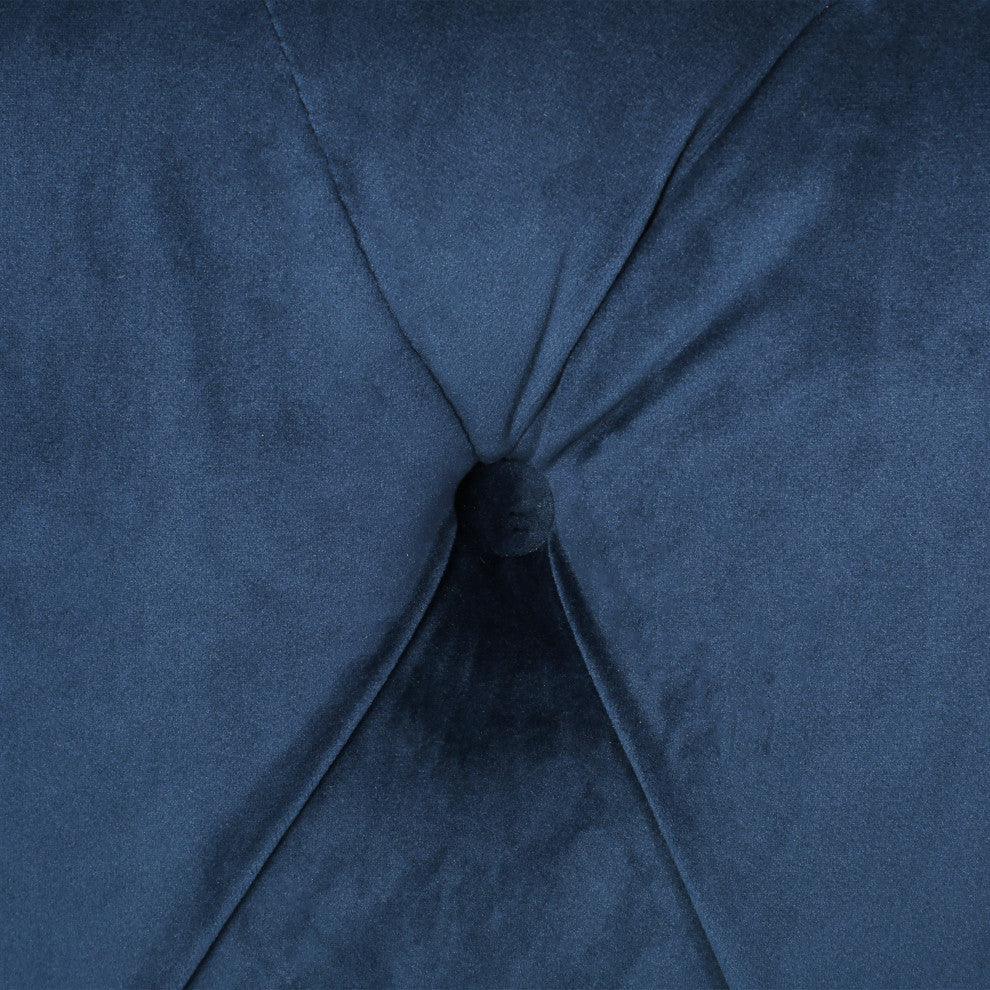 GDF Studio Limosa Round Tufted Velvet Ottoman, Blue