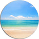 Cloudy Horizon Over Beach, Seashore Photo Round Metal Wall Art, 23"