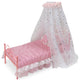 Starlights Led Canopy Metal Doll Bed With Bedding, Pink