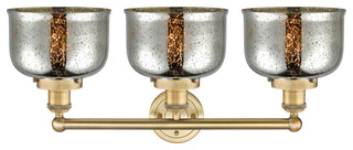 Edison Large Bell 3-Light 25" Vanity Light, Brushed Brass Finish, Mercury Shade