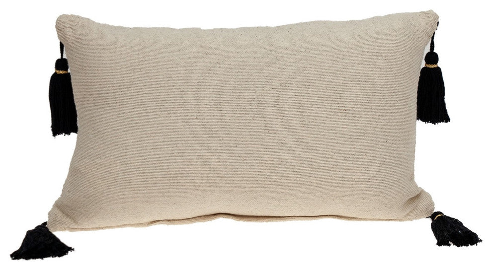 Black and Cream Vertical Stripe Lumbar Pillow