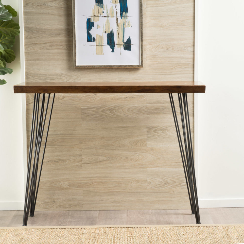 GDF Studio Regent Natural Finish Firwood Faux Live Edge Console Table