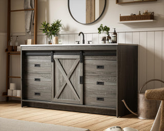 Home Living 60" Single Bathroom Vanity, Rustic Grey