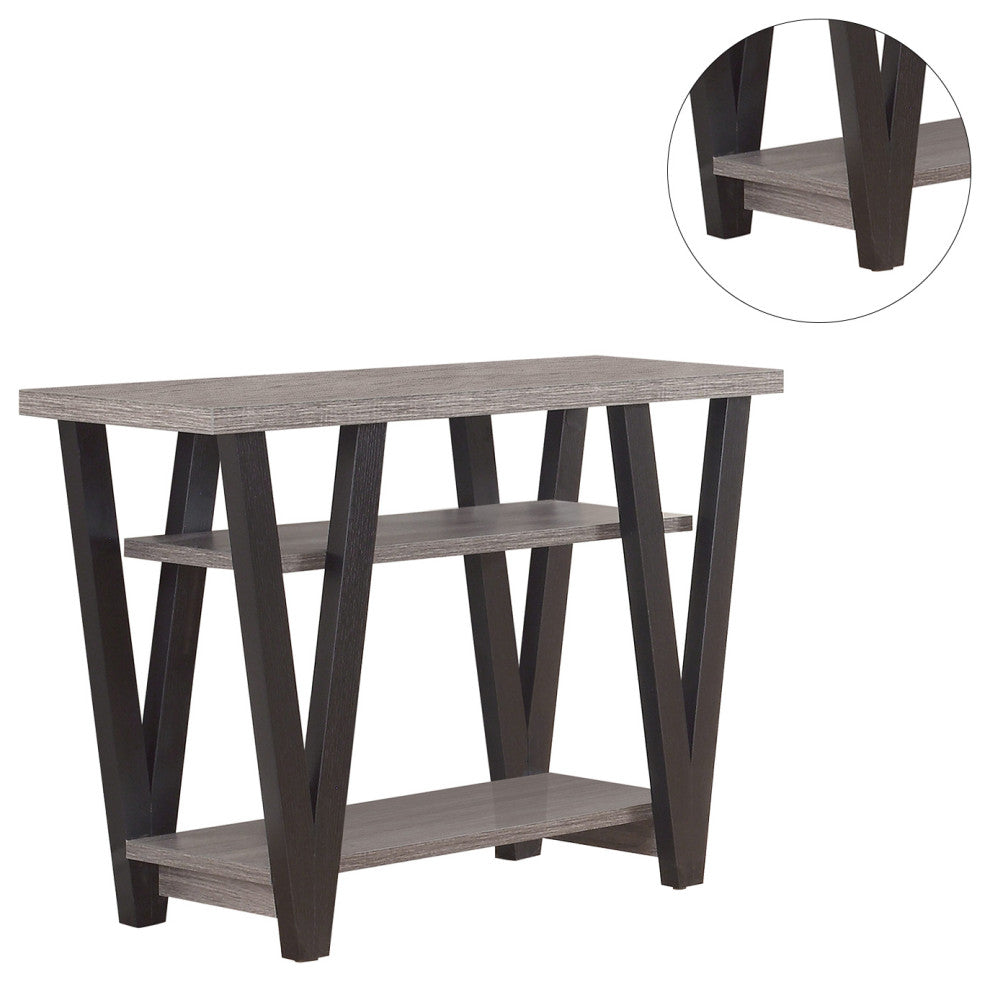 2 Shelf Console Table, Antique Gray